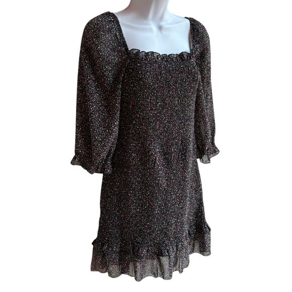 Dress Forum Smocked Bodice Ditzy Print Dress with Ruffles + Puff Sleeves size M - Picture 4 of 9